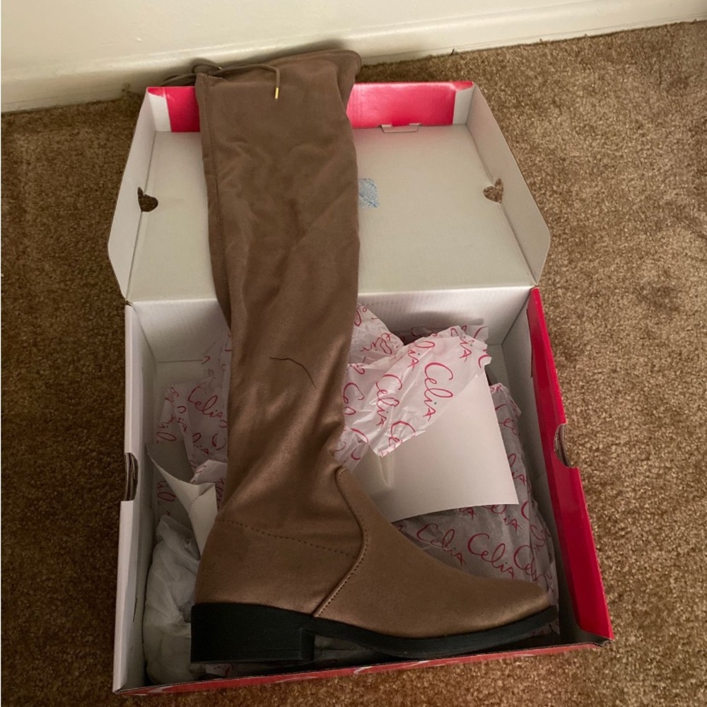 CELIA Tan High-Knee Boots